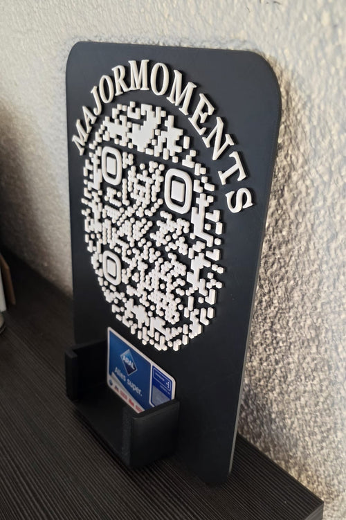 Individueller QR-Code Aufsteller mit Visitenkartenhalter (3D-gedruckt)