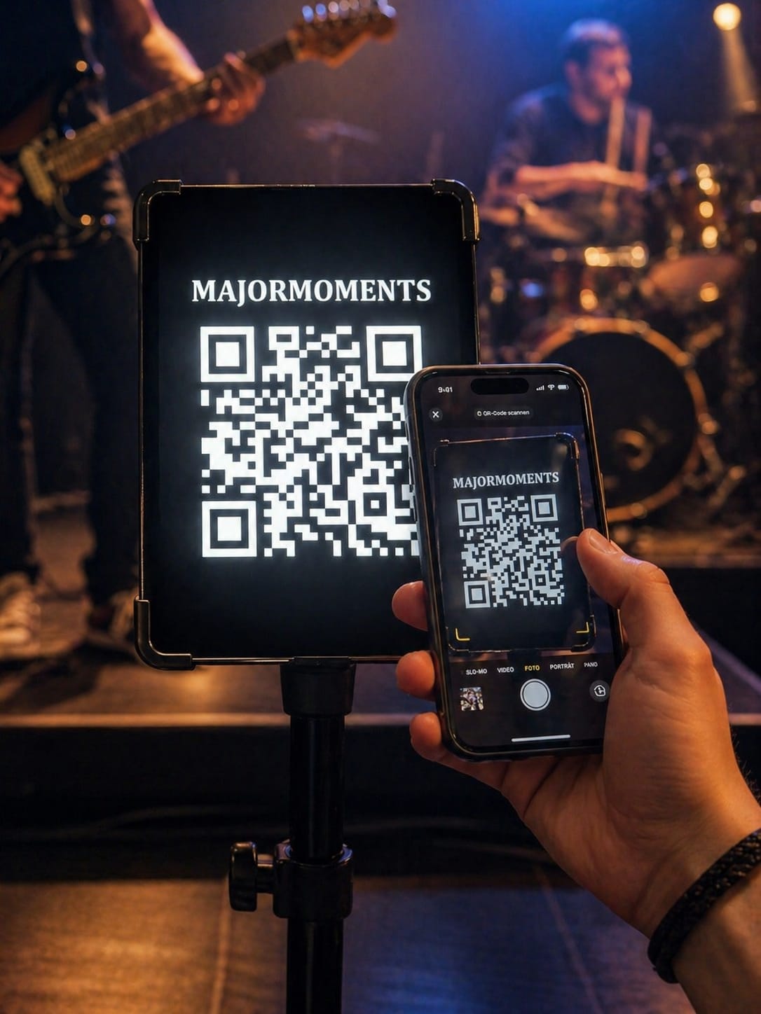 Individueller beleuchteter QR-Code Aufsteller mit und ohne Visitenkartenhalter – modern, einzigartig